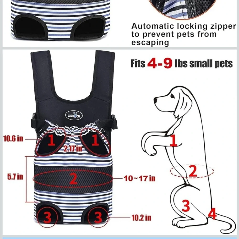 Black and White Striped Small Pet Carrier